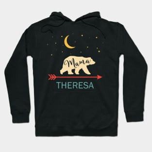 Theresa Name Gift Personalized Retro Mama Bear Hoodie